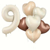 Milky White Heart-Shaped Foil Number Balloons (Set of 7)