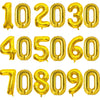 A set of large gold foil number balloons spelling out the number 102030.