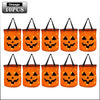 Ten orange Halloween pumpkin tote bags with light-up handles.