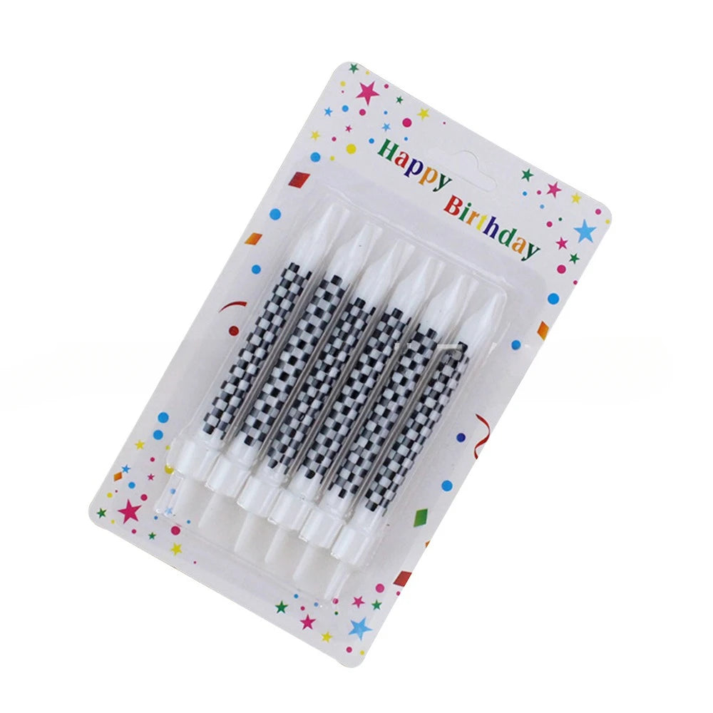 A pack of spiral birthday cake candles with star toppers in a clear plastic package.
