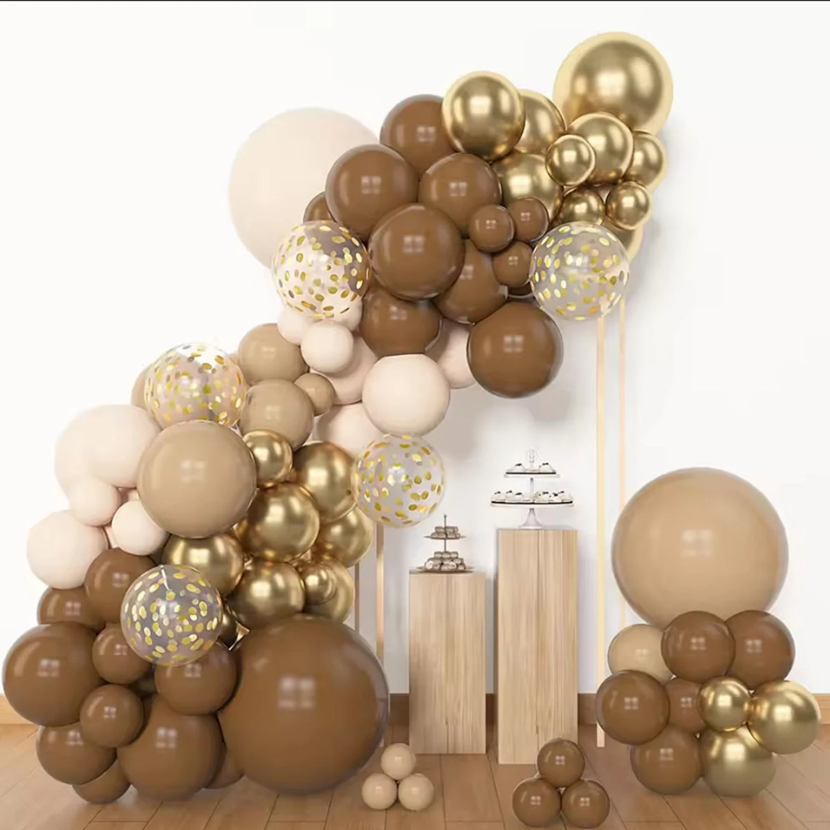 153-Piece Brown & Gold Balloon Garland Arch Kit
