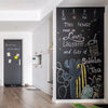 A dark chalkboard wall sticker featuring hand-drawn illustrations of cacti and text about love, laughter, and bubble tea.