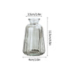 A clear glass vase with a rounded neck and tapered body, measuring 3.5cm wide and 11.5cm tall.