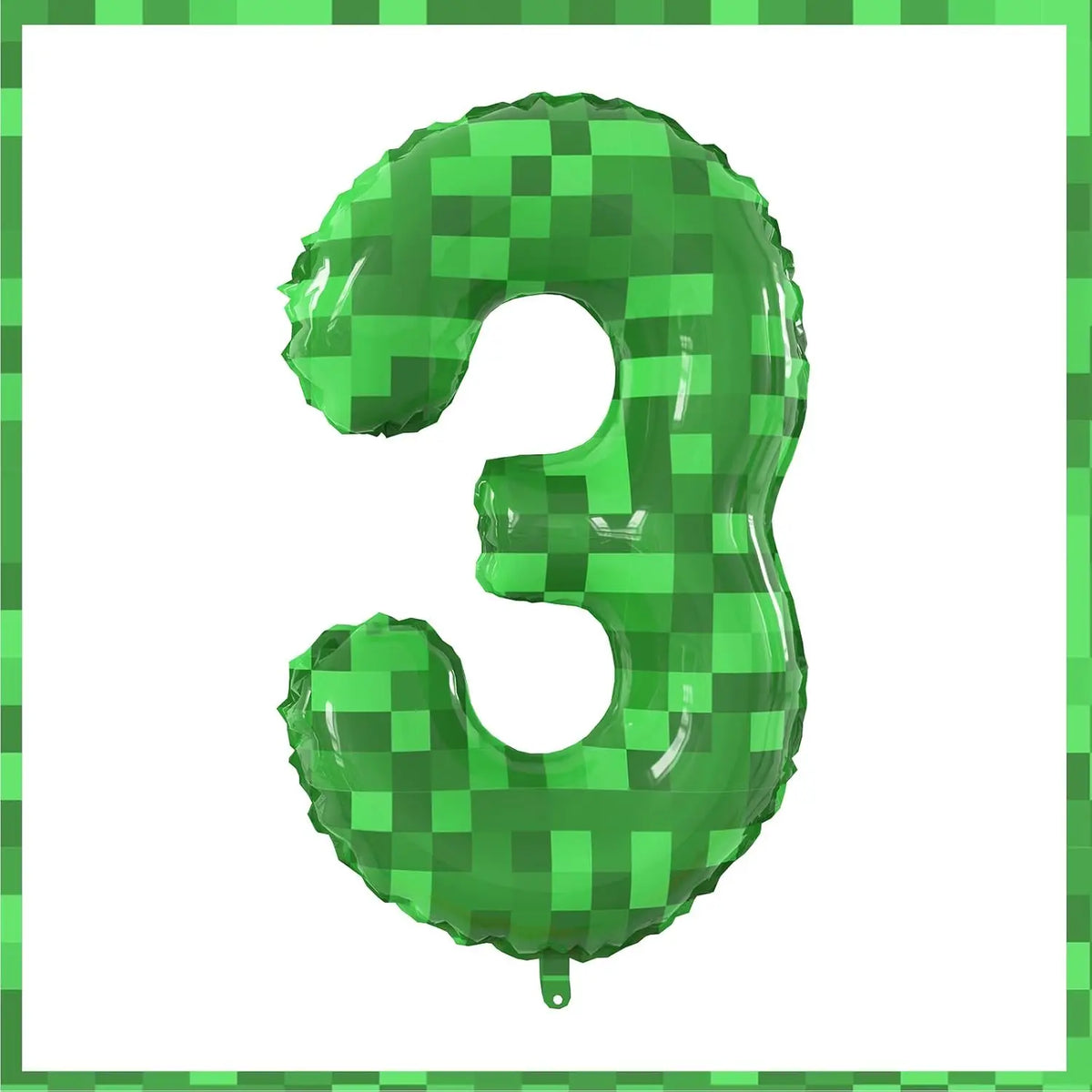 Giant Green Pixel Number Foil Balloon for Birthday Parties