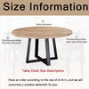 Diagram showing measurements for a round table, including table diameter, thickness of the sides, and instructions for custom