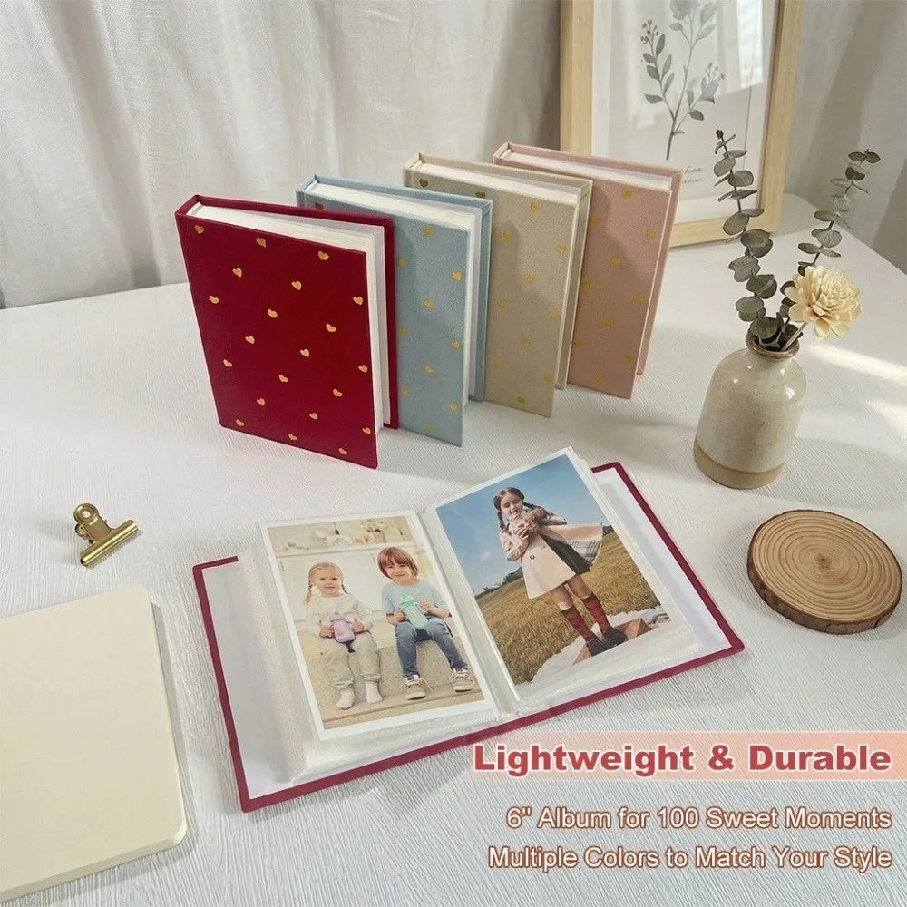 A light weight and durable photo album with multiple colors for matching style is displayed on a white surface.