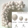 A white balloon garland arch kit featuring round balloons and a ribbon for parties and celebrations.
