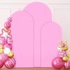 Pink spandex wedding arch cover set of three with gold and white balloons