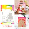 A set of floral love words stencils and stamps for DIY scrapbooking featuring a dog illustration.