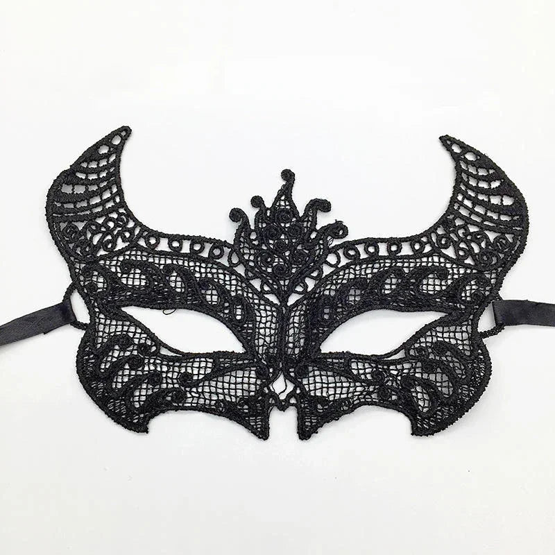 Elegant black lace half face mask for masquerade and costume parties