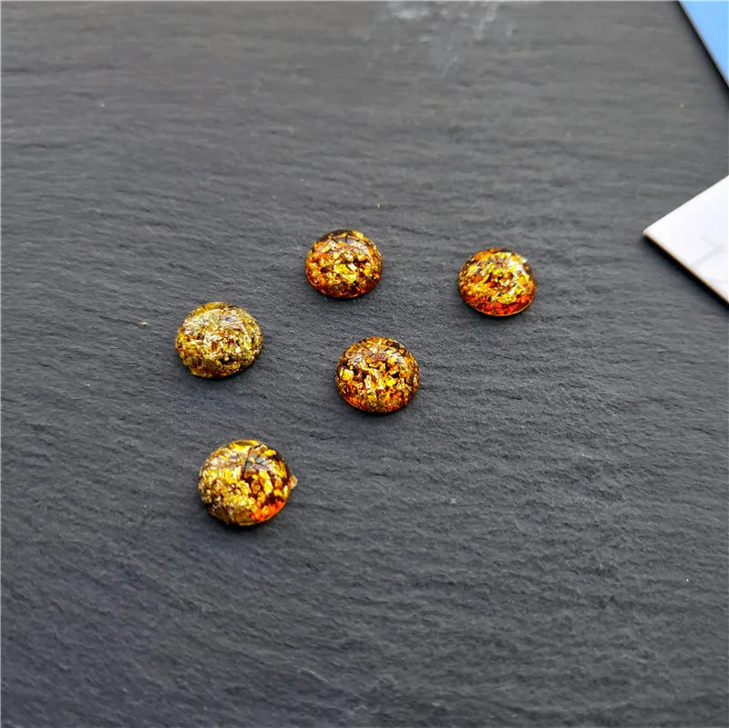 Round Resin Cabochons with Gold Foil for Jewelry Making