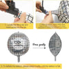 Instructions showing how to inflate and deflate silver disco ball foil balloons