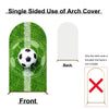 Single sided arch cover for a soccer football field backdrop, showing the front and back views.