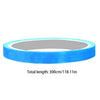 A roll of blue glow-in-the-dark safety warning tape with a silver center, measuring 300cm or 118.11in.