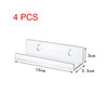 Four clear acrylic floating record shelves with hooks and measurements shown.