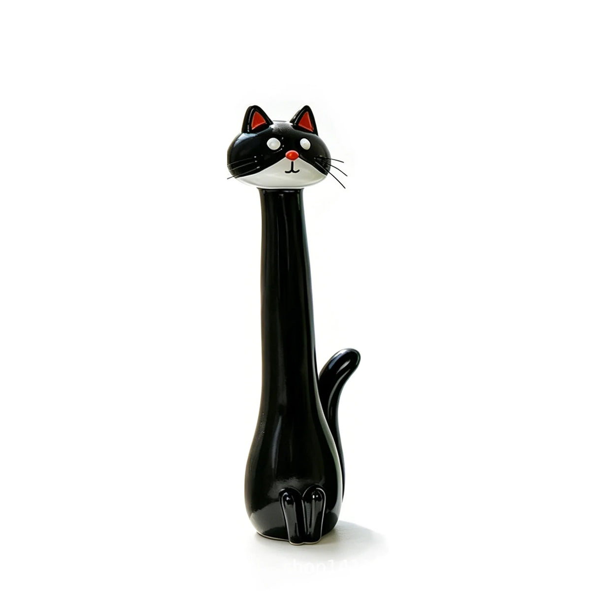 Black cat-shaped resin vase for dried flowers