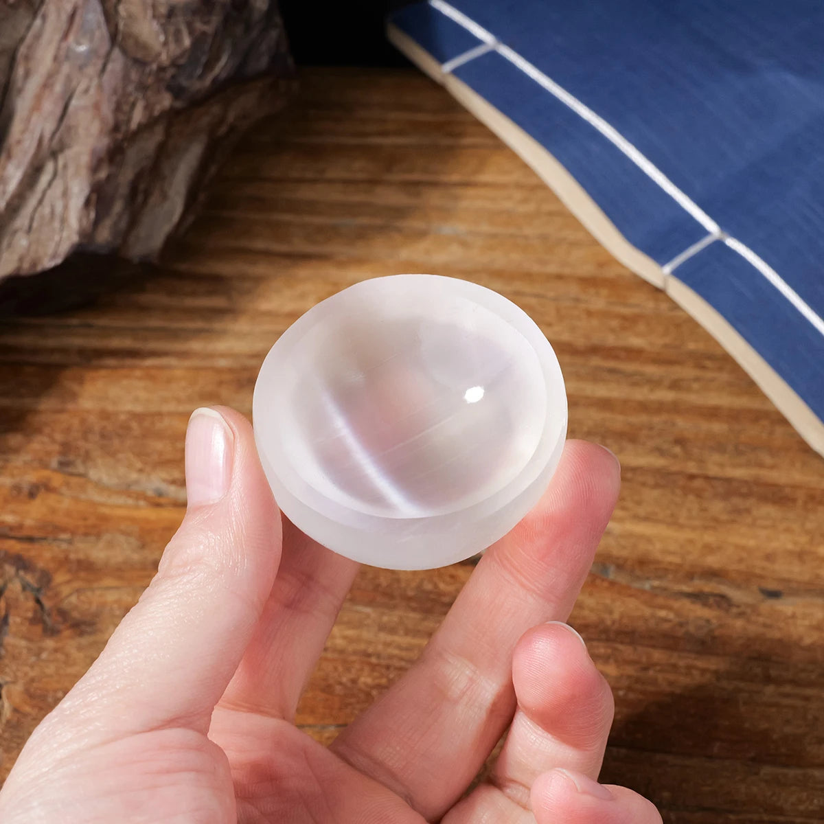 Natural White Selenite Bowl for Home Decor & Crystal Energy