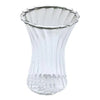 Handcrafted blue glass flower sculpture with a flared rim and tapered body.