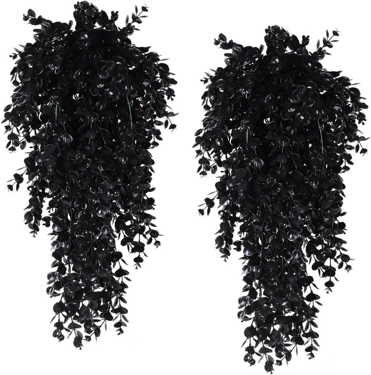 A pair of artificial ivy garlands with pots for home and event decor.