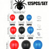Kit d'arche avec 125 ballons en feuille de couleur noire, rouge et bleue, ruban et points de colle.