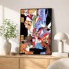 A framed anime poster featuring characters from Bleach in dynamic poses against a black background.