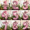 Pink Bowknot Number Foil Balloons – 40-Inch Party Decoration Set