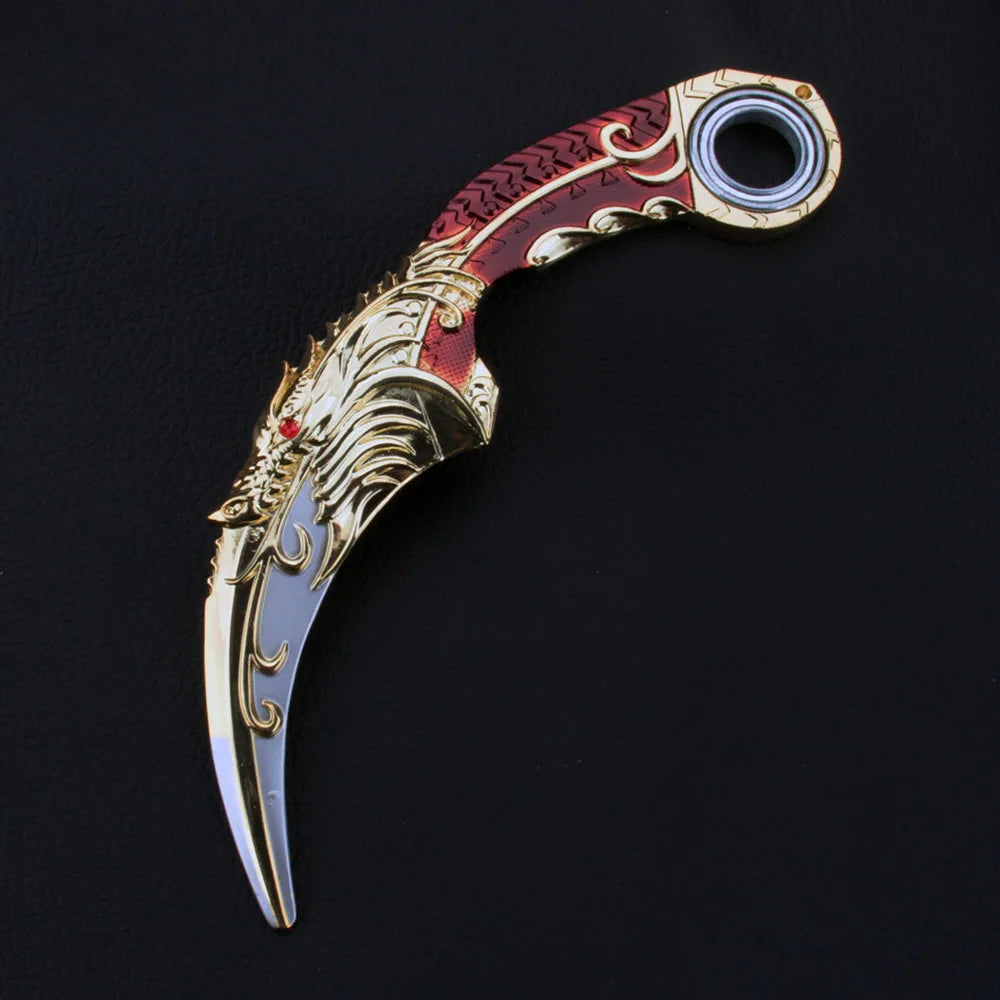 Anime-style blue dragon rotating claw knife model collectible display piece