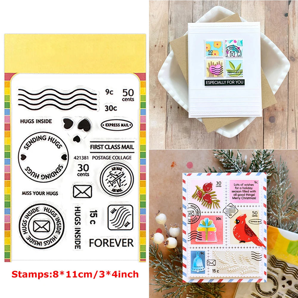 A set of floral love words stencils and stamps for DIY scrapbooking featuring various designs on a white card.