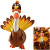 A felt turkey costume resembling a goose statue with orange and brown colors.