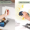Hands demonstrate the heat-resistant property of a window film, emphasizing its ease of cleaning.