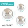 Set of 14 three sizes of 4D silver mylar balloons in various diameters
