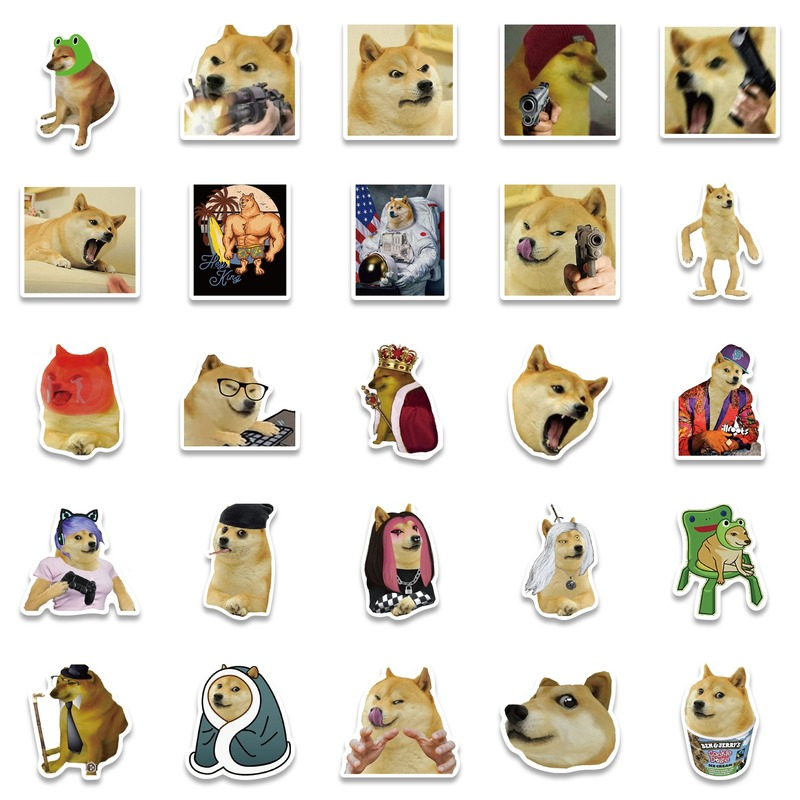 A collection of funny cartoon dog meme decals featuring various dog breeds and expressions.