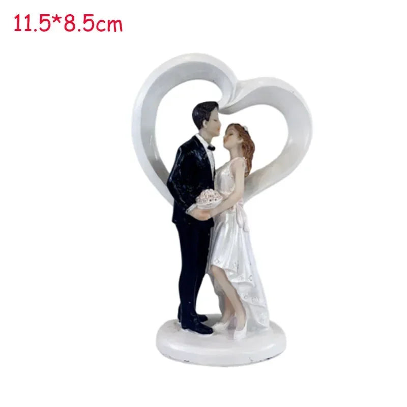 Resin Bride and Groom Cake Topper Figurine Set