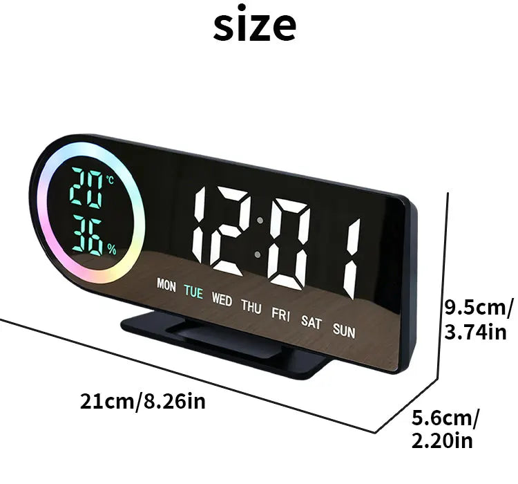 LED Digital Alarm Clock with 7-Color Display