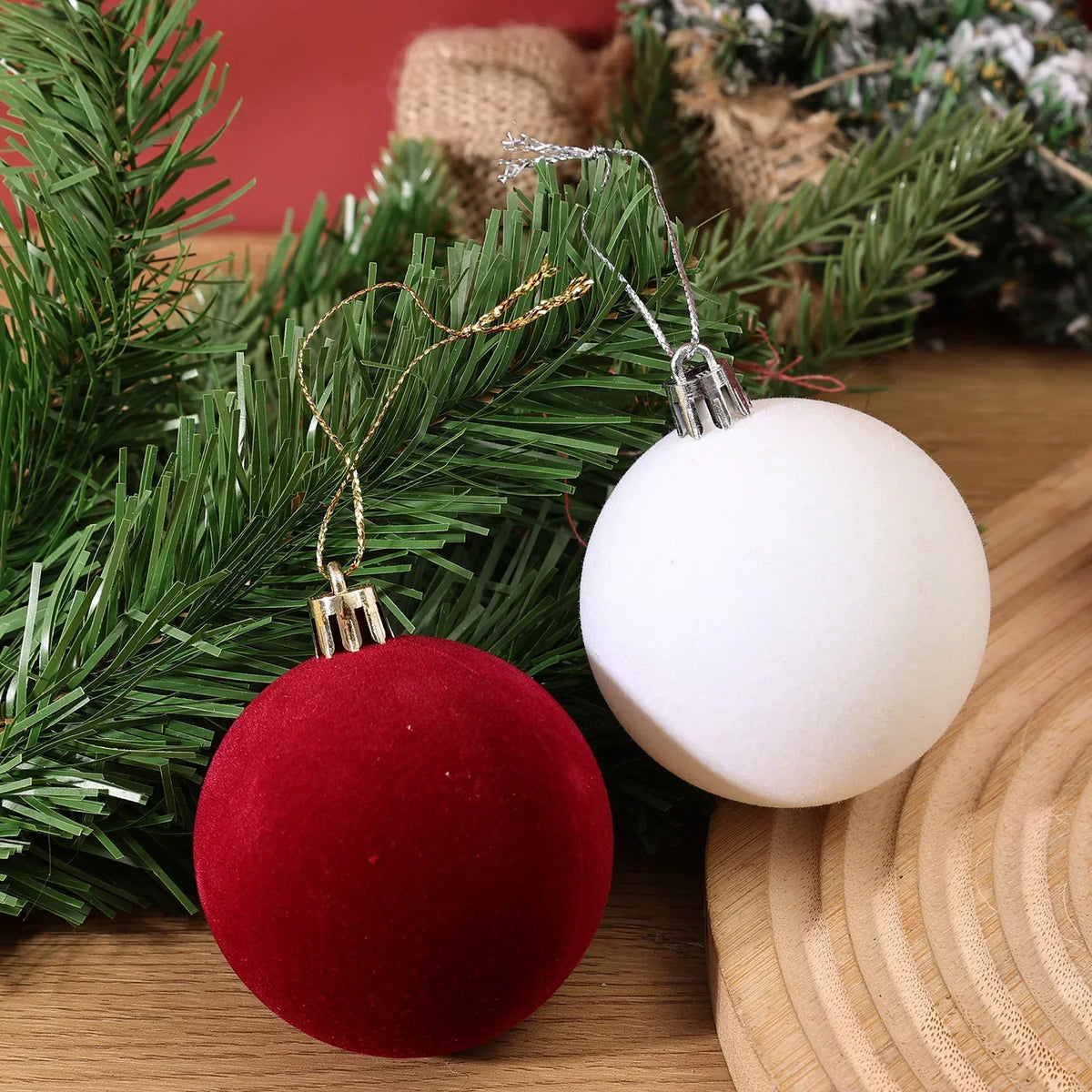 Velvet Christmas Ornaments with Flocked Finish
