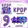 Purple foil number balloon set including KPOP letters and a large number 9