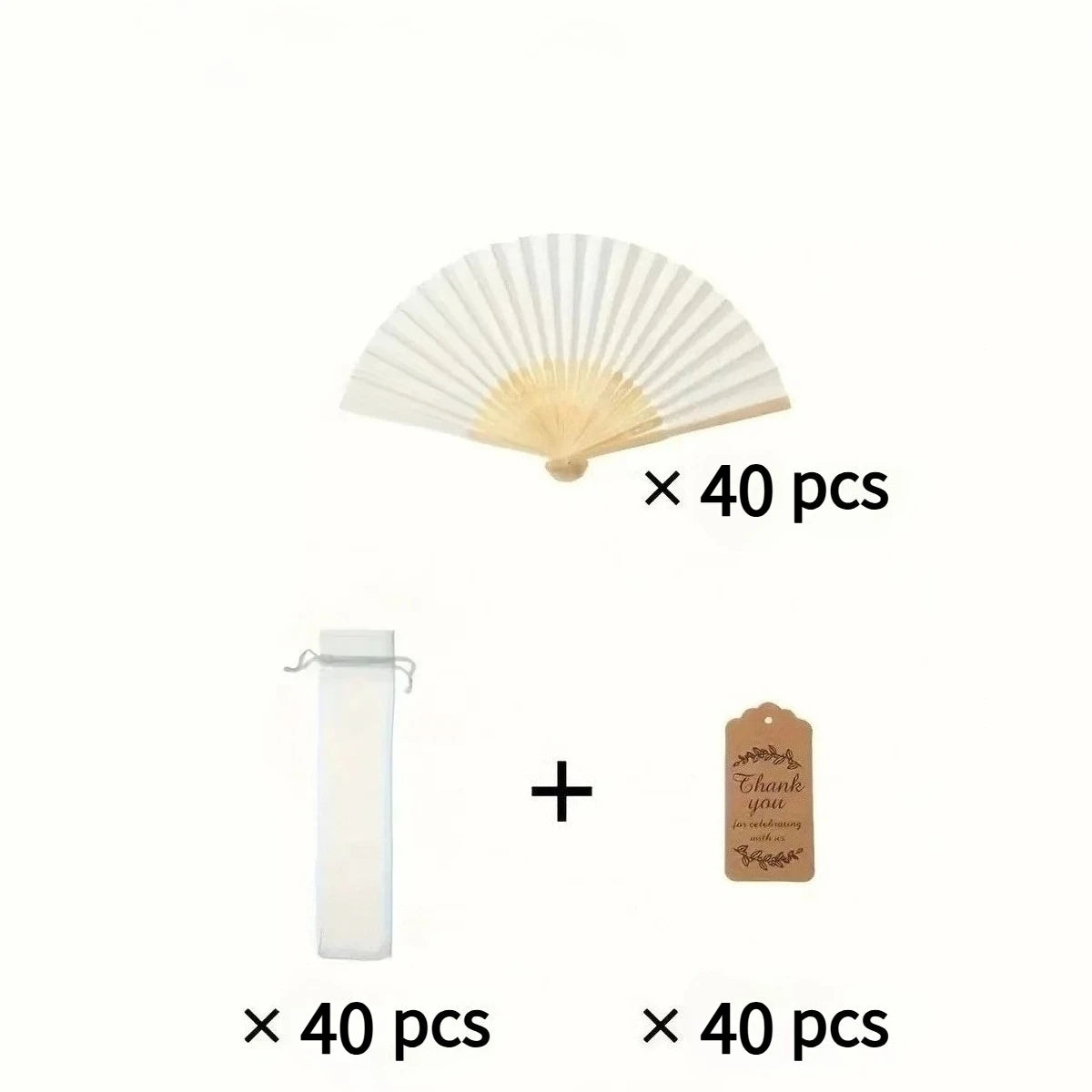 Set of 40 DIY bamboo folding fans for calligraphy and decor