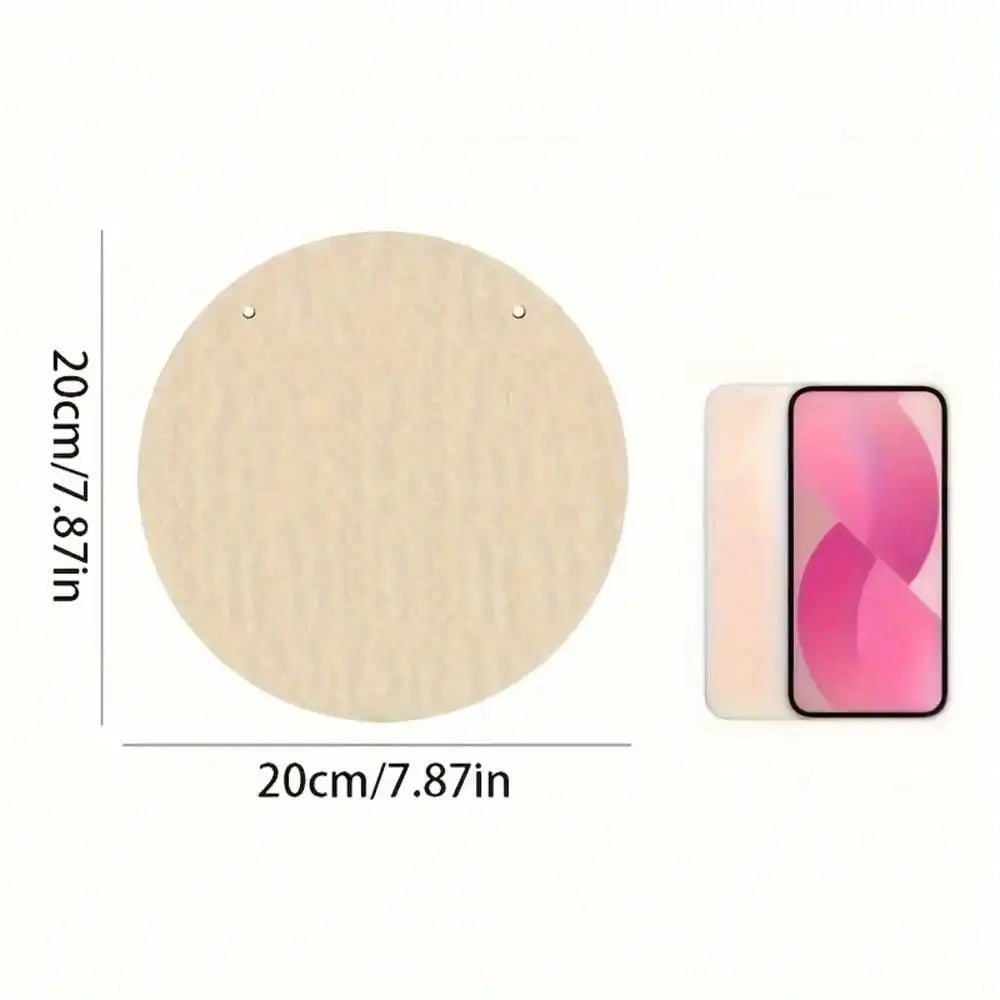 A round wooden bathroom wall sign featuring a lavender and candle design.