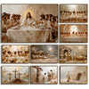 Collection de peintures à l'huile représentant des scènes bibliques et des rassemblements religieux.