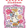 Pink glitter acrylic charms featuring a duck and text for DIY hairbows and crafts