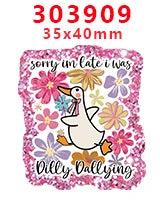 Pink glitter acrylic charms featuring a duck and text for DIY hairbows and crafts