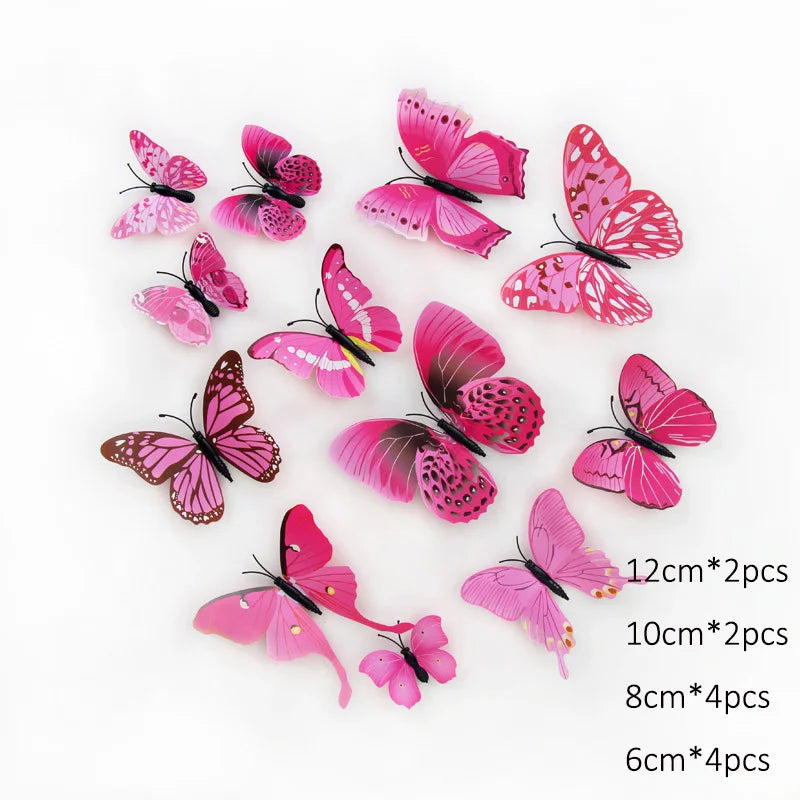 A collection of pink and magenta 3D butterfly wall stickers in various sizes and quantities.
