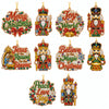A set of Christmas diamond art ornaments featuring Santa, a snowman, and reindeer pendants.