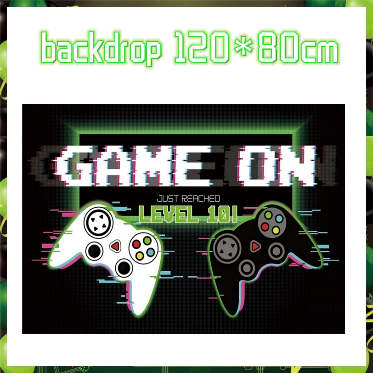 Green Video Game Birthday Party Supplies Kit with Gamepad Balloons