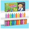 A box set of colorful bottles for a bottle collision game featuring various colored glass bottles.