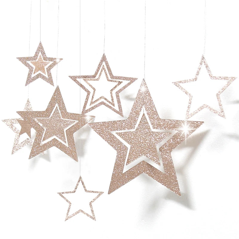 Gold Twinkle Star Paper Garlands