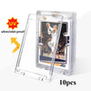 A set of ten clear acrylic magnetic card holders with a photo inside, labeled as ultraviolet-proof.