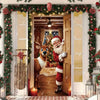 Christmas Santa and Elk door cover banner featuring a festive scene with Santa and an elk.