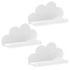 Un juego de estantes flotantes en forma de nube y blancas para exhibición o almacenamiento.