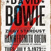 Placa de metal vintage de banda de rock para David Bowie como Ziggy Stardust, de julio de 1973